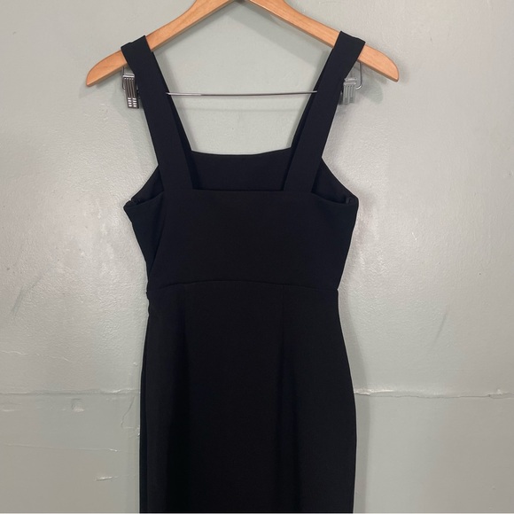 Petal & Pup Hyatt Square Neck Sleeveless Midi Dress Black Women Size 2 Side Slit - Picture 6 of 9
